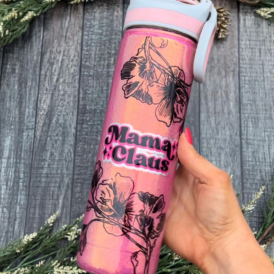 MAMA CLAUS PINK CHRISTMAS TUMBLER TUTORIAL! Day 4 of 12 Days of Christmas!