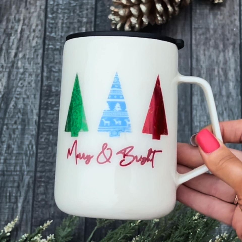 FOIL TREE MUG TUMBLER TUTORIAL! Bonus Day 13 of 12 Days of Christmas!