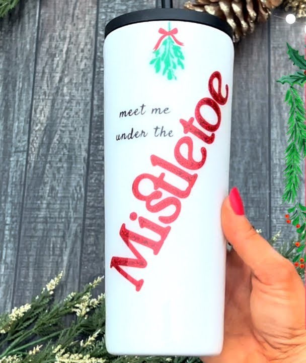 DOUBLE-SIDED ADHESIVE -SHAPE TAPE-MISTLETOE TUMBLER TUTORIAL! Day 10 of 12 Days of Christmas!