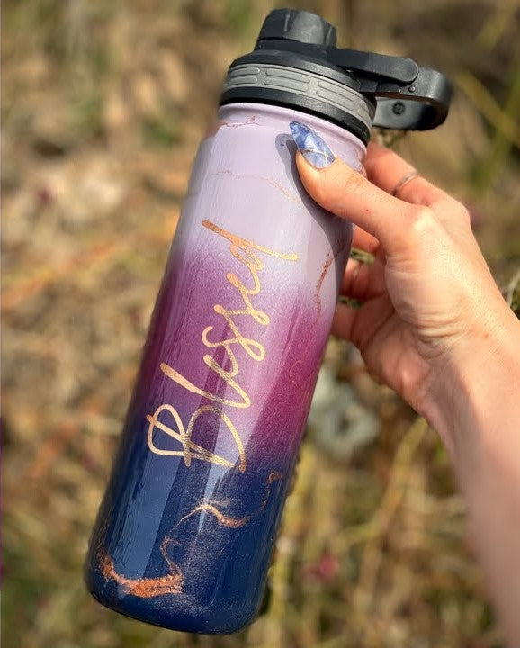 Ombré Spray Paint Marble Tumbler for my MOM! EPOXY TUTORIAL!