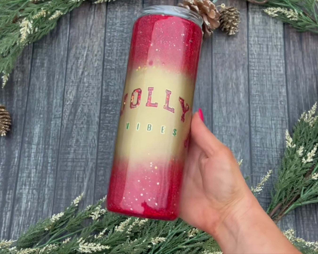 JOLLY VIBES PEEK-A-BOO TUMBLER TUTORIAL! Day 6 of 12 Days of Christmas!