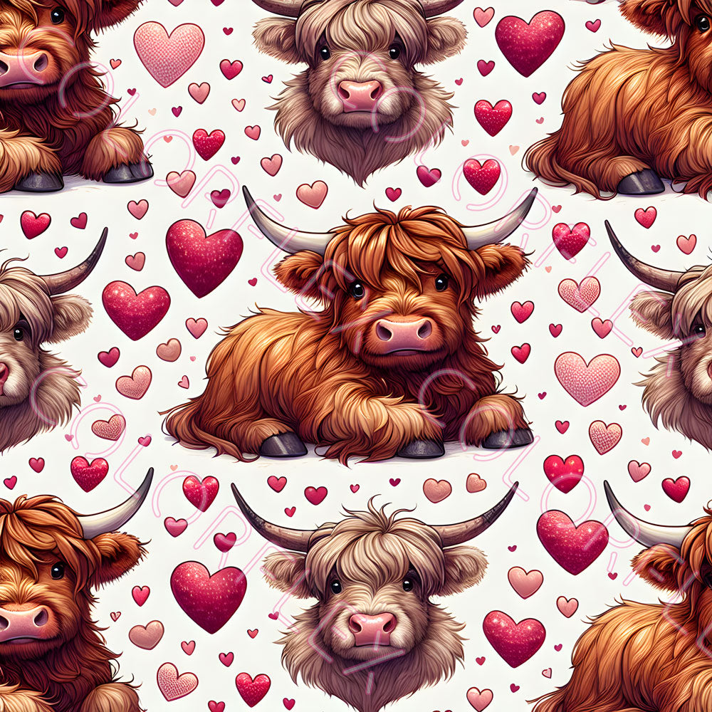 wv-1246 Valentines Highland Cows