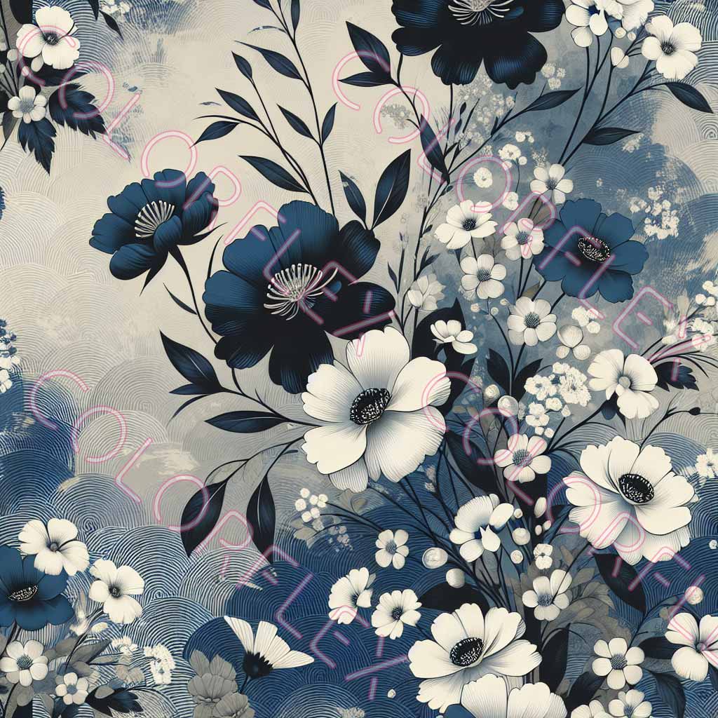 wv-1646 Blue and White Floral Print