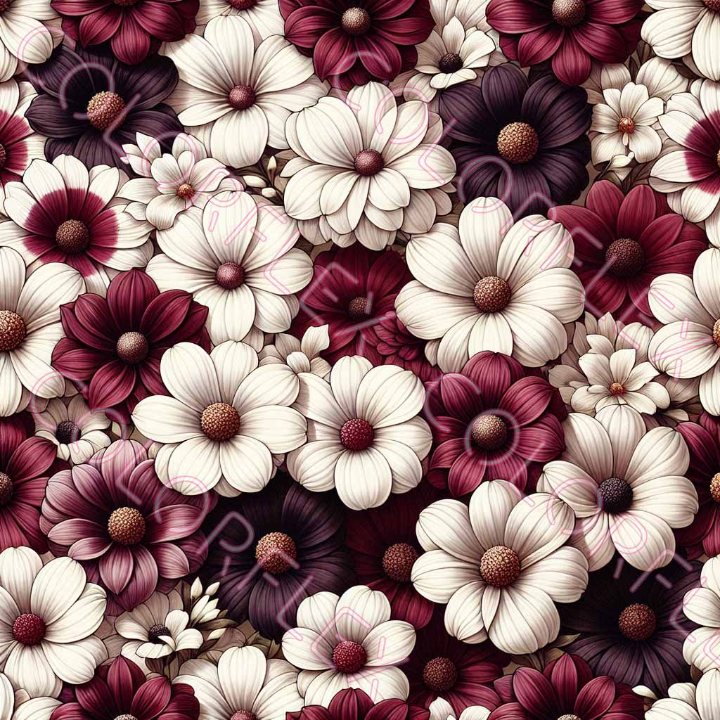 wv-1650 Burgundy and White Floral