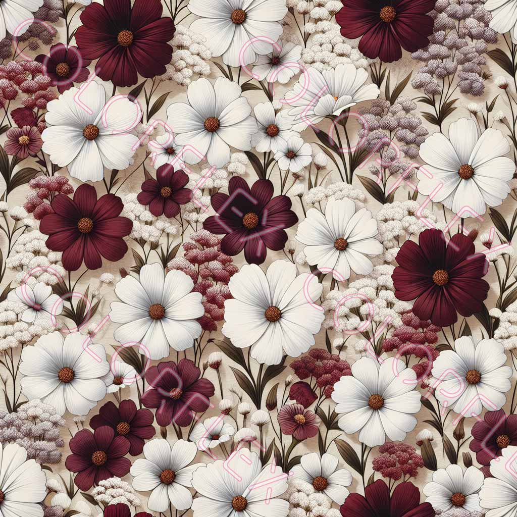 wv-1651 Burgundy and White Flowers