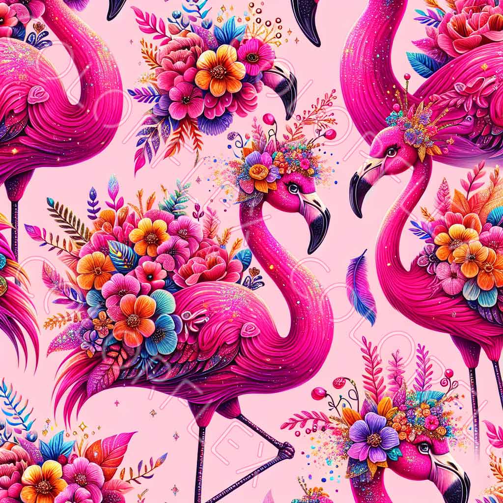 wv-1690 Floral Flamingos