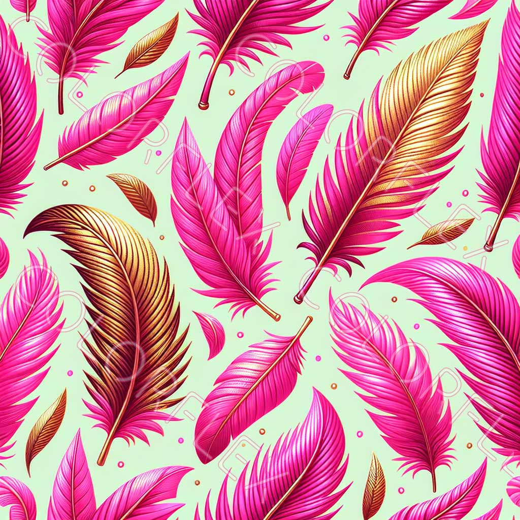 wv-1710 Gold and Pink Feathers