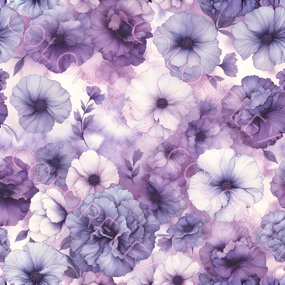 wv-1068 Purple Watercolor Flowers