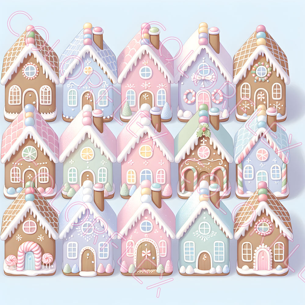 wv-1067 Pastel Gingerbread Houses 2