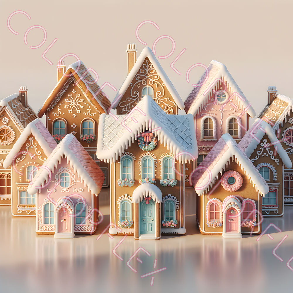 wv-1066 Pastel Gingerbread Houses