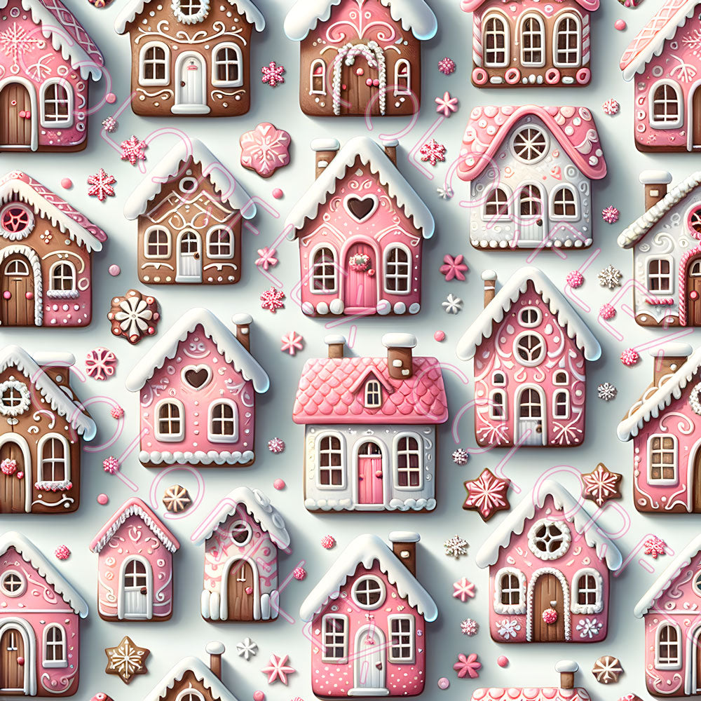 wv-1064 Pink and White Gingerbread Houses