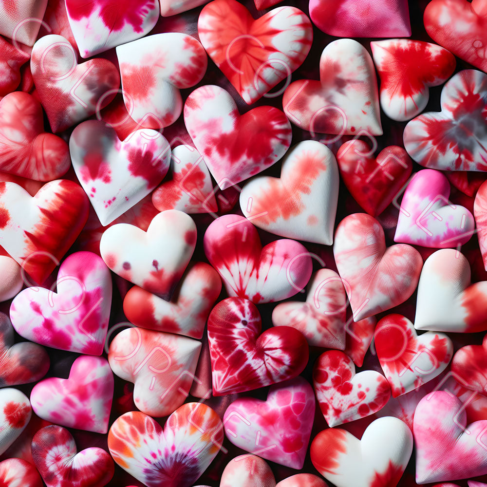 wv-1029 Red and Pink Tie Dye Hearts