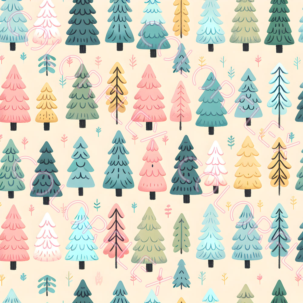 wv-1025 Pastel Christmas Trees