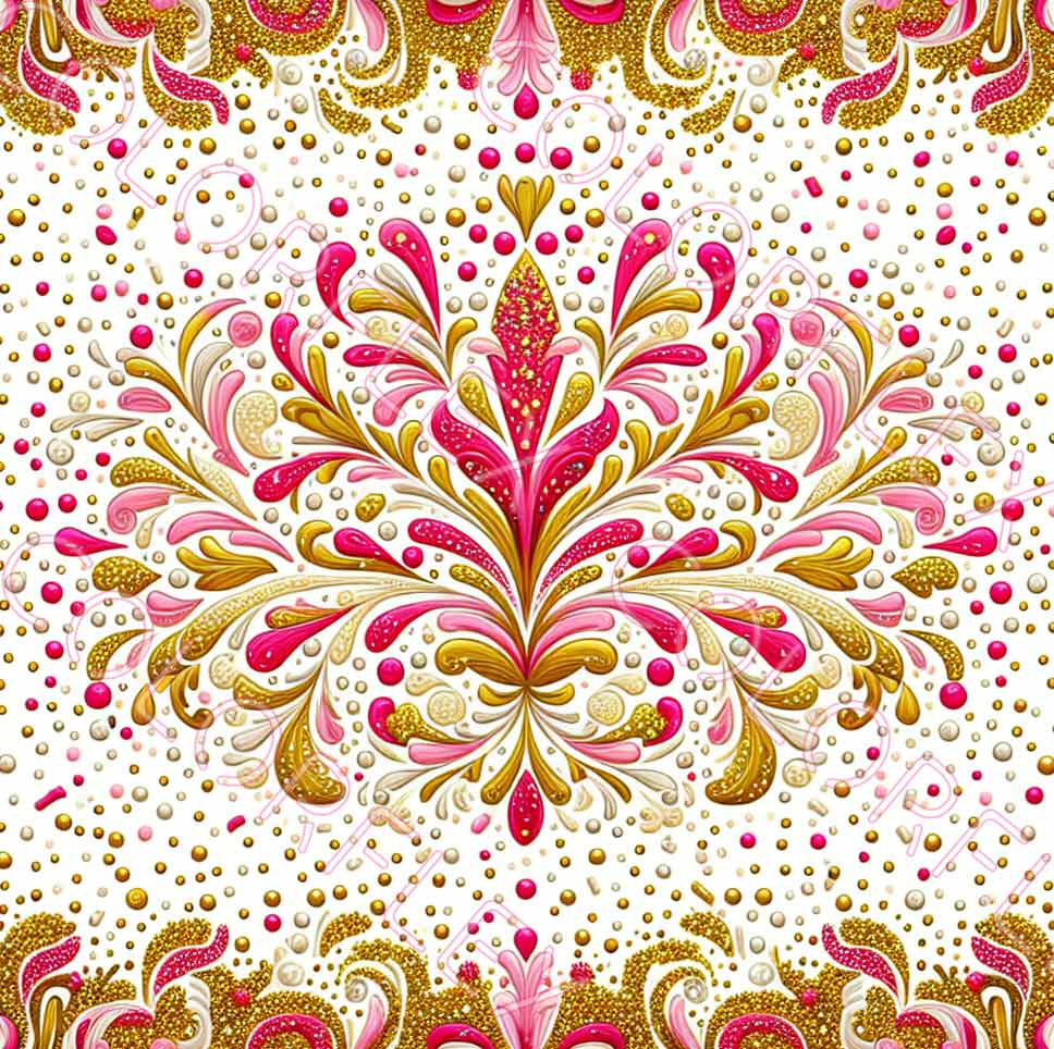 wv-1712 Gold and Pink Swirls