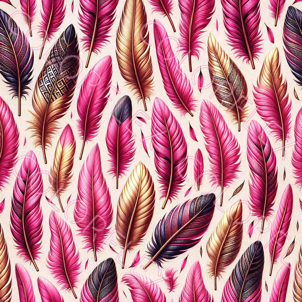 wv-1724 Hot Pink and Gold Feathers